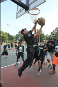 A whole team of police officers took on the kids for almost an hour.