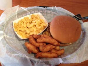 Western-NC style BBQ, hush puppies, and Mac n Cheese. Mmm obesity!